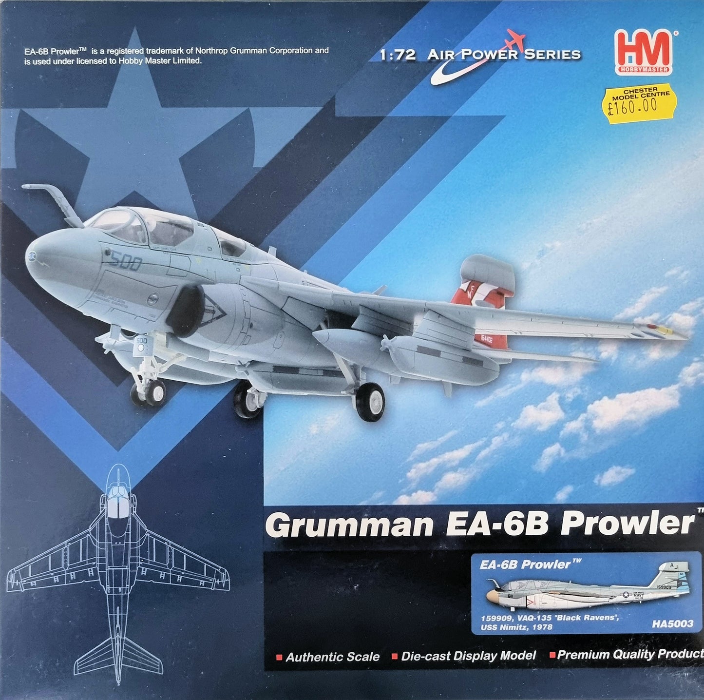 Hobbymaster HA5003 Grumman EA-6B Prowler 159909, VAQ-135 "Black Ravens" USS Nimitz, 1978 - Chester Model Centre