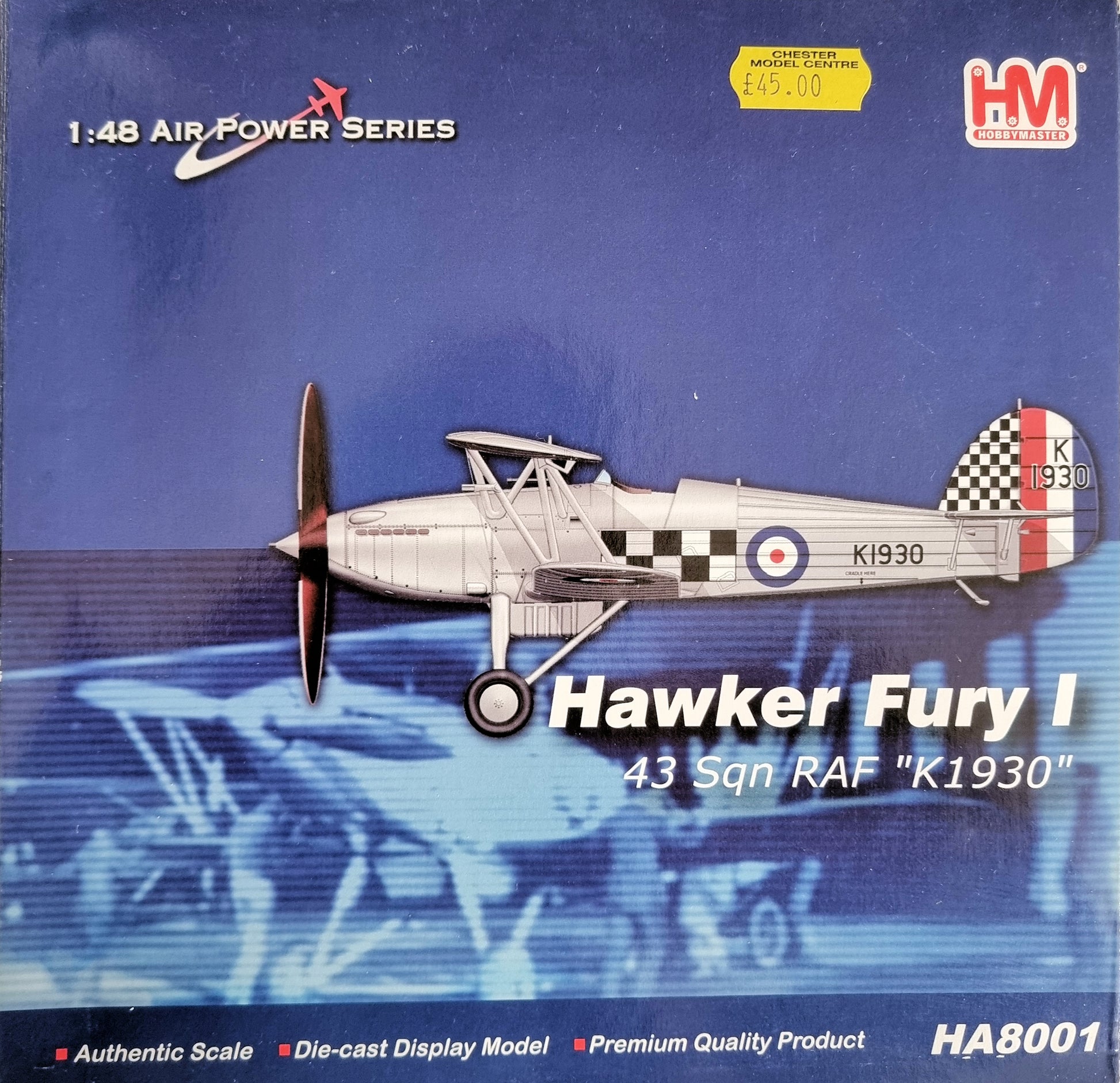 Hobbymaster 1:48 Air Power series Hawker Fury 1 HA8001 - Chester Model Centre