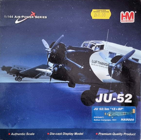 Hobbymaster HA9009 1:114 Air Power Series JU52/3m 1Z+BF Balkan Campaign 1941 - Chester Model Centre