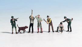 Noch N15060 Hunters (3) Lumberjacks (3) And Dog Figure Set - Chester Model Centre