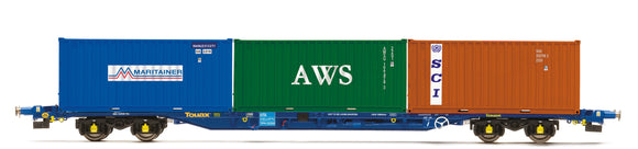 Hornby R60131 Touax, KFA Container Wagon with 3 x 20' Containers - Era 11 - Chester Model Centre