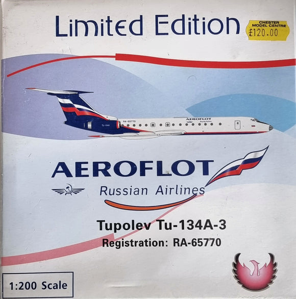 Phoenix Models 1:200 Limited Edition Aeroflot Tupolev Tu-134A-3 RA-65770 - Chester Model Centre
