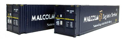 DAPOL DA4F-028-004 Scale: 1:76, OO 45ft Hi-Cube Container Pack (2) Malcolm Logistics - Weathered - Chester Model Centre