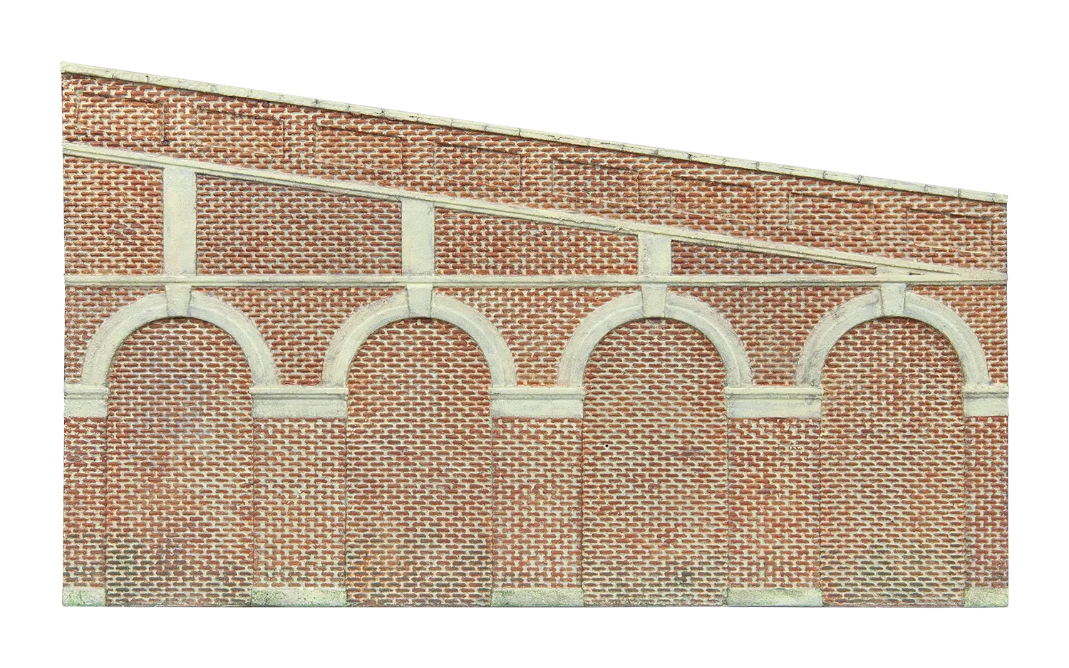 High Stepped Arched Retaining Walls x 2 (Red Brick) - Chester Model Centre