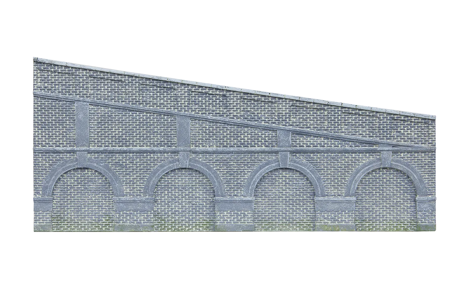 Mid Stepped Arched Retaining Walls x2 (Engineers Blue Brick) - Chester Model Centre