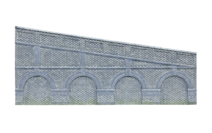 Mid Stepped Arched Retaining Walls x2 (Engineers Blue Brick) - Chester Model Centre