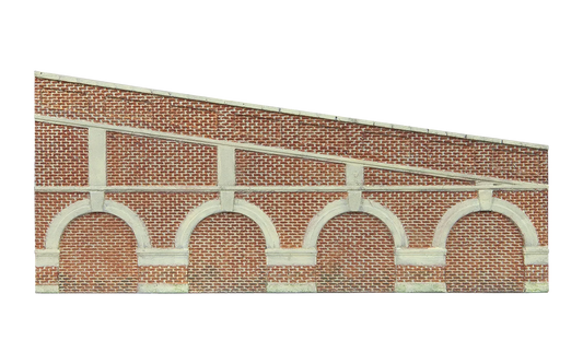 Mid Stepped Arched Retaining Walls x2 (Red Brick) - Chester Model Centre