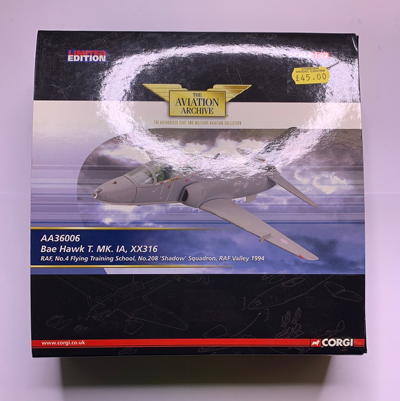 Corgi Aviation Archive AA36006 BAE Hawk T MkIa Xx316 RAF Valley 1 72 Ltd Ed - Chester Model Centre