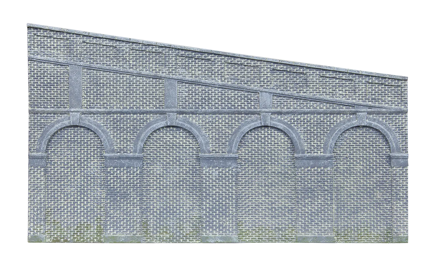 High Stepped Arched Retaining Walls x 2 (Engineers Blue Brick) - Chester Model Centre