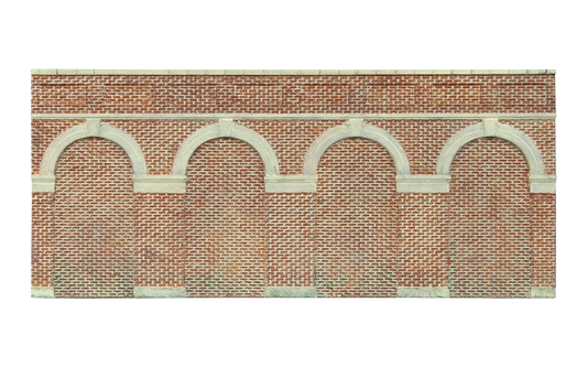Mid Level Arched Retaining Walls x2 (Red Brick) - Chester Model Centre