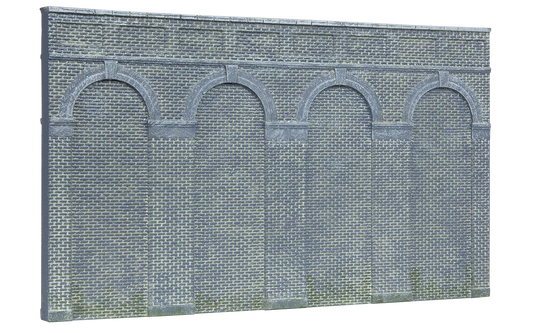 High Level Arched Retaining Walls x 2 (Engineers Blue Brick) - Chester Model Centre