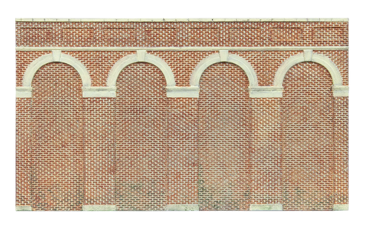 High Level Arched Retaining Walls x 2 (Red Brick) - Chester Model Centre