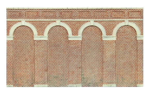 High Level Arched Retaining Walls x 2 (Red Brick) - Chester Model Centre