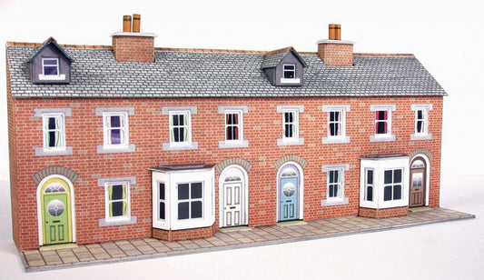 PN174 N Gauge Low Relief Terraced House Fronts (Red Brick) - Chester Model Centre