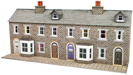 PN175 N Gauge Low Relief Terraced House Fronts (Stone) - Chester Model Centre