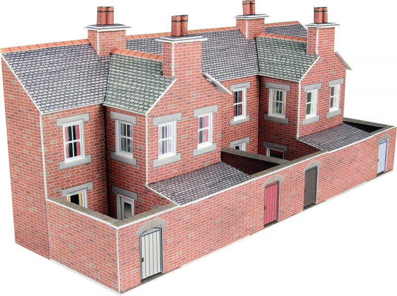 N Gauge Low Relief House Backs Red Brick - Chester Model Centre