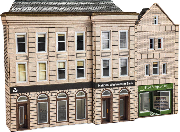 PN971 N Gauge Low Relief Bank & Shop - Chester Model Centre