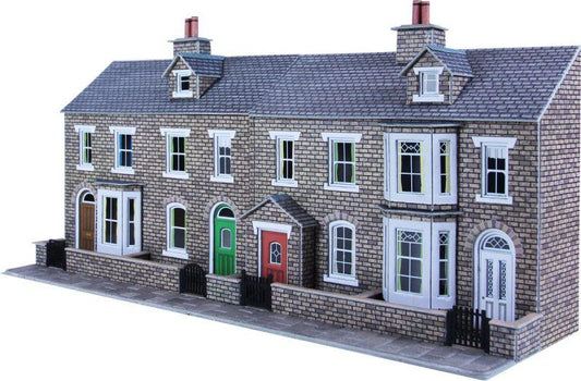 PO275 OO Gauge Low Relief Terraced House Fronts (Stone) - Chester Model Centre