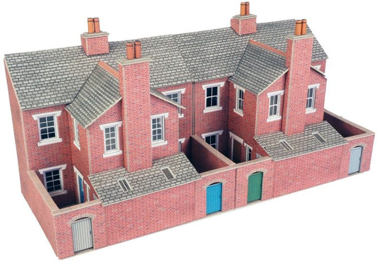 OO Low Relief Terraced House Backs Red Brick - Chester Model Centre