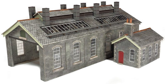 PO337 O Gauge S & C Style Stone Engine Shed Double Track - Chester Model Centre