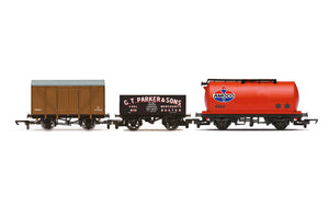R60048 RailRoad Triple Wagon Pack, Mixed Wagons with Box Van - Era 3 - Chester Model Centre